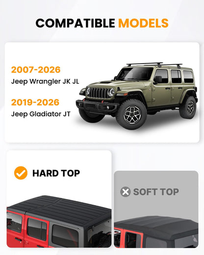 Snailfly 330lb Black Roof Rack Fit for 2007-2026 Jeep Wrangler JK JL Gladiator JT 2&4 Door Cross Bars Crossbars