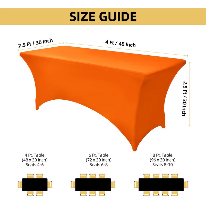 ZarzaaSik 10-Pack 4ft Spandex Table Covers for Rectangular Folding Tables - Wrinkle Resistant Stretch Tight Table Cloths - Fitted Table Protector for Parties, Trade Shows, Banquet, and Wedding