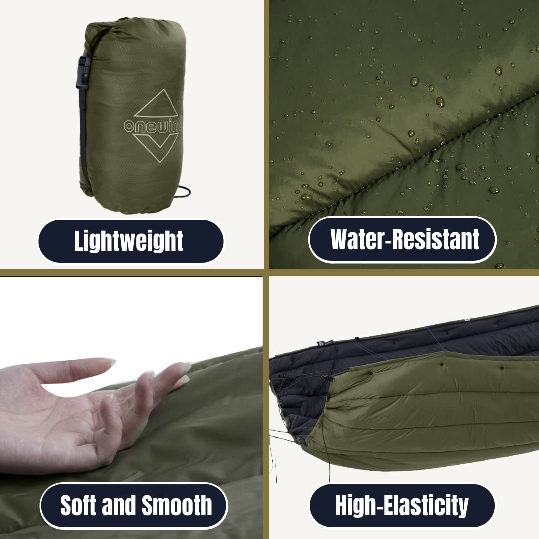 Onewind 11' Camping Hammock with Hammock Underquilt, Full Length, Lightweight and Portable Camping Sleep System, OD Green