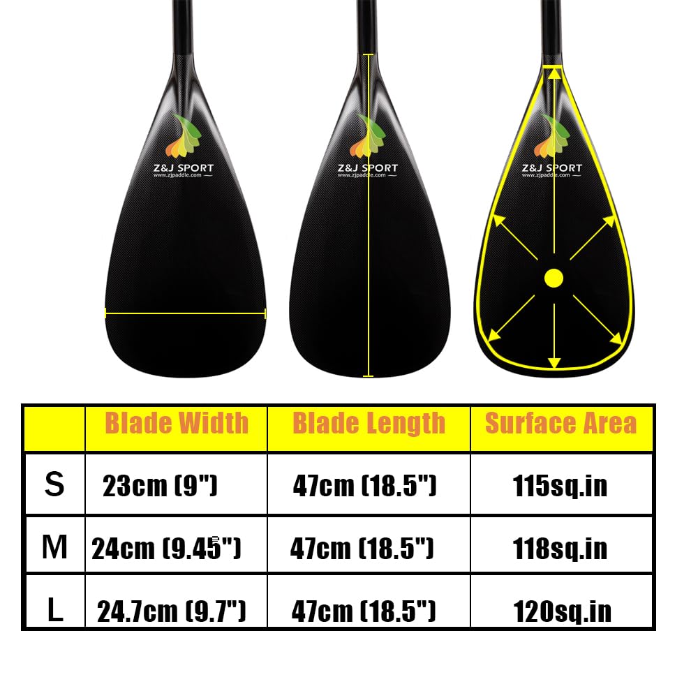Z&J SPORT Hybrid Outrigger Paddle, Teardrop Shape Carbon Blade Wooden Bent Shaft for Waka AMA, va’a (S,52")