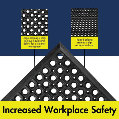 NoTrax 3' x 10' Anti-Fatigue Lightweight Restaurant Rubber Floor Mat with Drainage Holes, Beveled Edges, Non-Slip Mats, Red, T30 Competitor, T30S0310RD