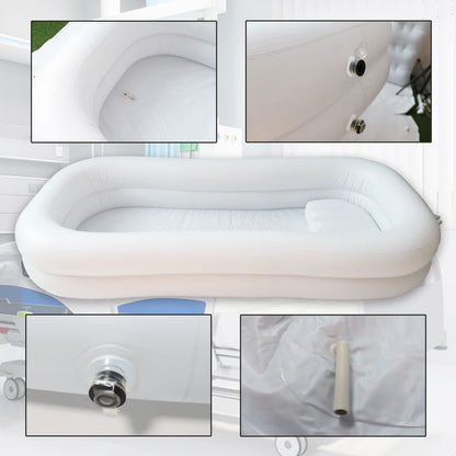 Timisea Medical Inflatable Bathtub, Portable Bed for Geriatric, Elderly, Disabled Bedridden Patients, Handicapped, Air Pump Adult PVC Bathtub with Water Bag Air Pillow, Bath in Bed (Double Layer)