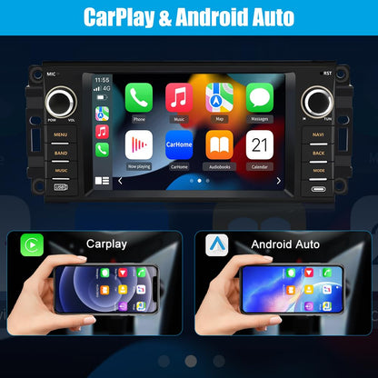 AWESAFE Android Car Radio for Jeep Wrangler JK 2007-2018, Dodge Ram 1500 2500 3500, Jeep Compass Patriot 2009-2016, Touch Screen Jeep Jk Radio with Carplay Android Auto AM FM