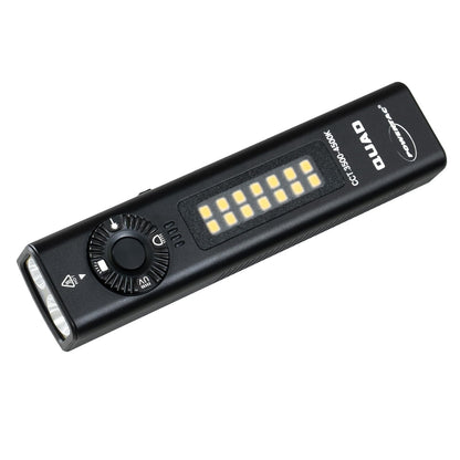 PowerTac Quad 2000 Lumen Flashlight, 4-in-1 Flat Design | USB-C Rechargeable, Multi-Light EDC Light