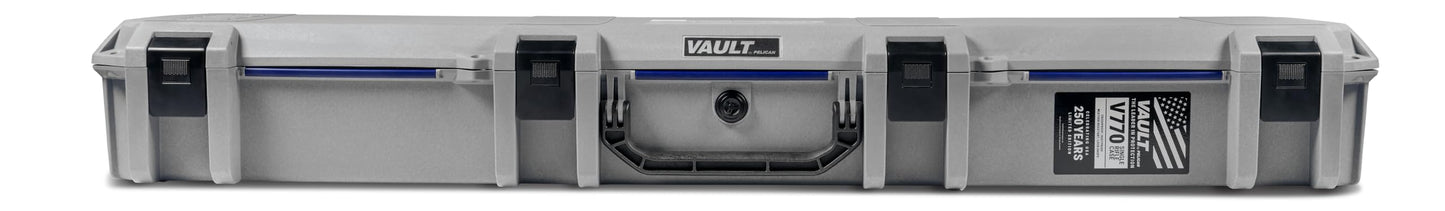 Pelican Vault - V770 Multi-Purpose Wide Hard Case with Foam for Tripod, Equipment, Electronics Gear, Sportsman's Rifle Case, and More (Grey - Americana 250)