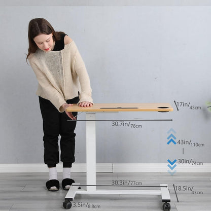 Furist Overbed Beside Table,Bed Desk,Hospital Bedside Table,Pneumatic Mobile Laptop Computer Standing Desk Cart with Tray