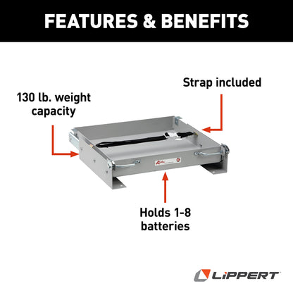 Kwikee 905703010 200 lbs Capacity Battery Tray RV Cargo Storage - 15 3/8" Compartment Fit