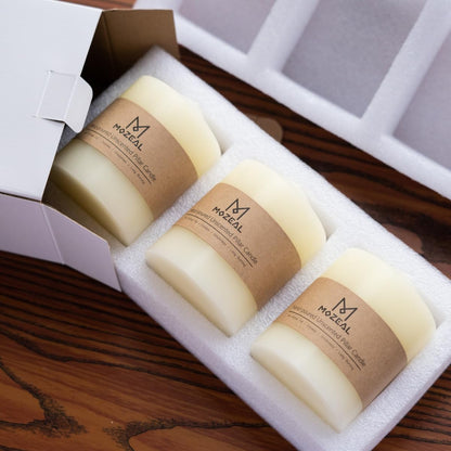 MOZEAL 3" x 6" Hand-Poured Unscented Green Pillar Candles,Dripless Candles Set of 3,Long Lasting Burning,Approx 100 Hours Burn Time for Wedding,Dinner,Christmas and Home Decor