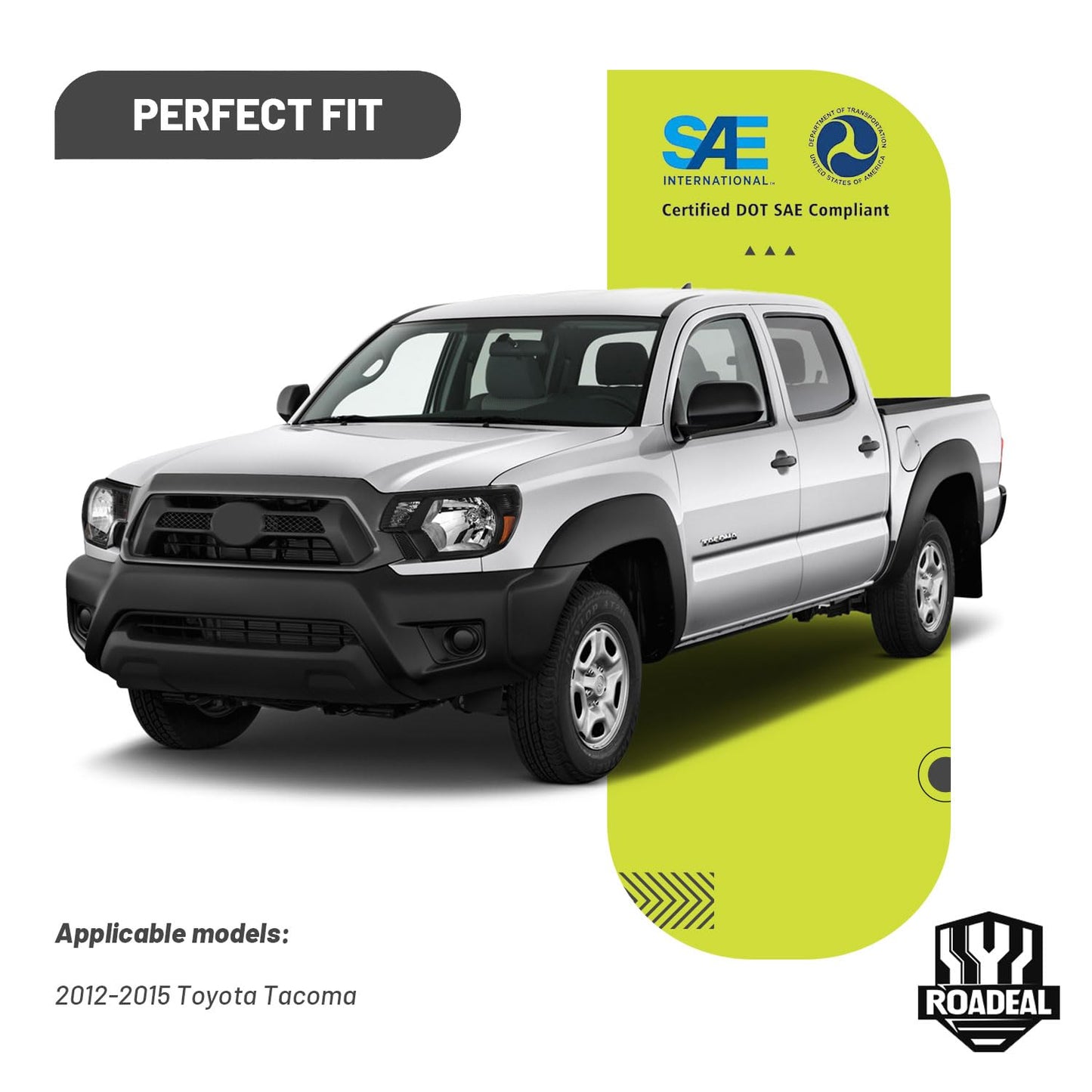 ROADEAL Headlights W/Bulbs for 2012 2013 2014 2015 Toyota Tacoma Halogen Headlamp Replacement Driver & Passenger Side