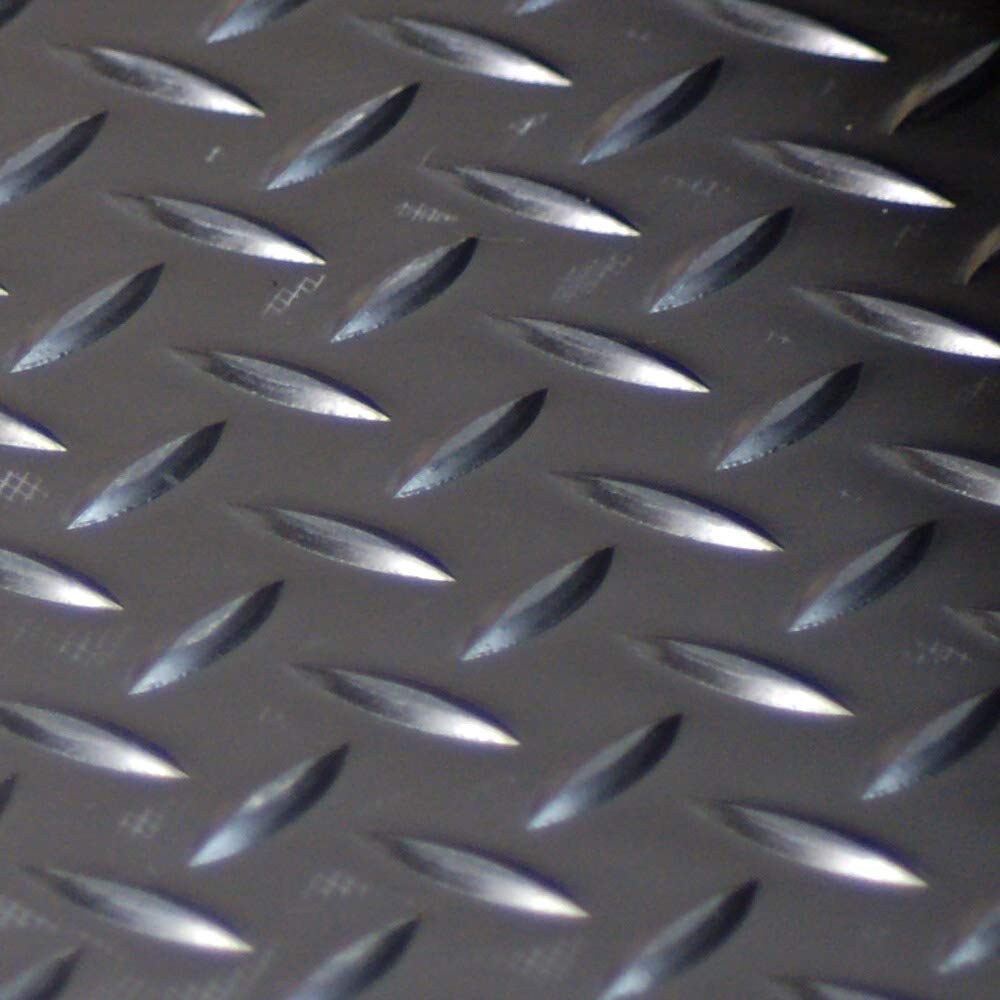 Rubber-Cal Diamond-Plate Thermoplastic Flooring - 3.5mm x 36" x 8ft - Black