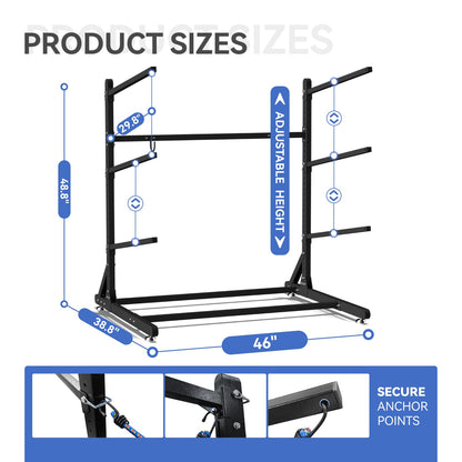 RDCMKL Freestanding Kayak Storage Rack for Outside, Heavy Duty Kayak Storage Hanger for Garage, Adjustable Kayak Stand Outdoor, Canoes, Surfboard & Paddleboard (3 Levels)