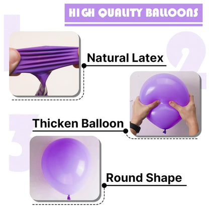 PartyWoo Purple Balloons 101pcs 12 Inch Purple Latex Balloons for Birthday Baby Shower Anniversary Engagement Wedding Princess Bachelorette Bridal Shower Butterfly Party Decorations Purple-Y15