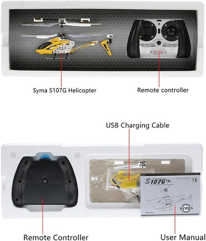 GoolRC Remote Control Helicopter S107/S107G RC Helicopters 3 Channel Mini Helicopter with Gyro for Beginners (Yellow)