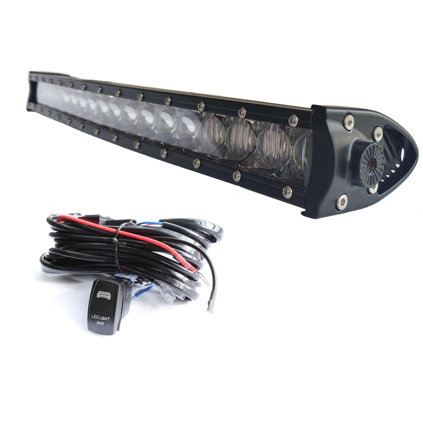 Led Light Bar 25 Inch 120W Single Row Off Road Spot Flood Combo IP 67 Waterproof Work Fog Driving Lights Led Boat Lighting Rocker Switch Wiring Kits