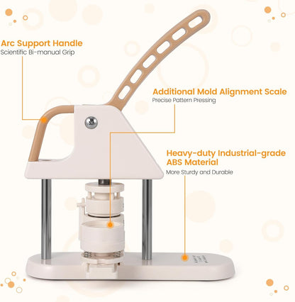 3-in-1 Button Maker Machine for 1/1.25/2.28 inch (25/32/58mm) Badges | Ergonomic Arc Handle Press Kit with 300pcs Button Parts | Includes Circle Cutter & Guidebook for DIY Crafts and Gifts