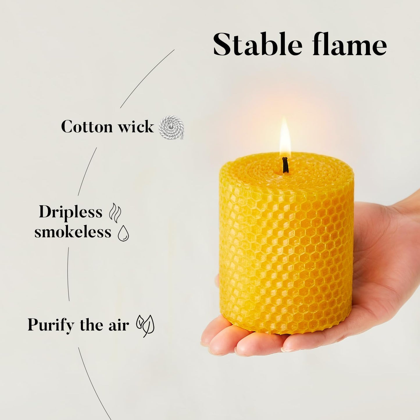Ashlux Beeswax Pillar Candles 3 Pack, 3x3 Inch Unscented Dripless Pure Natural Bees Wax, Hand-Rolled Honeycomb Decorative Candle for Home Decor, Prayer, Wedding, Meditation, Gifts Set