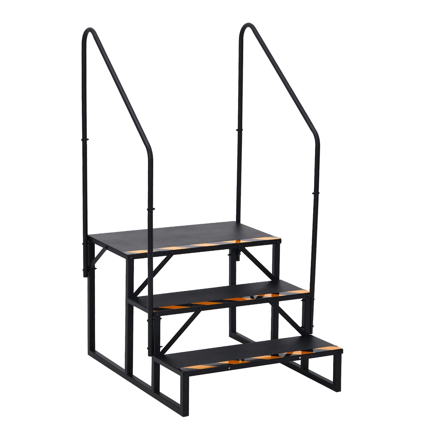 EliteEdge RV Steps with Handrails, 3 Step RV Stairs 660 Lbs Load Capacity,Portable Stairs Steps Steel Travel Trailers Ladder Step Ladder with Anti-Slip Panel, Mobile Home Stairs for Travel Trailers