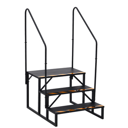 EliteEdge RV Steps with Handrails, 3 Step RV Stairs 660 Lbs Load Capacity,Portable Stairs Steps Steel Travel Trailers Ladder Step Ladder with Anti-Slip Panel, Mobile Home Stairs for Travel Trailers