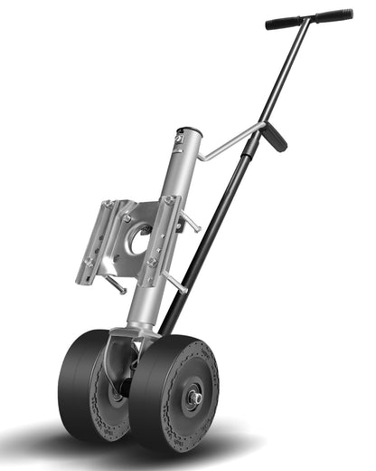 Boat Trailer Jack with Dual-Function Dolly, Two Wheel Swivel Folding Trailer Jack, Dual 8-Inch Wheels, Detachable Handle, 1,000 lbs Tongue Weight, for Garage, Driveway, Boat & Utility Trailers