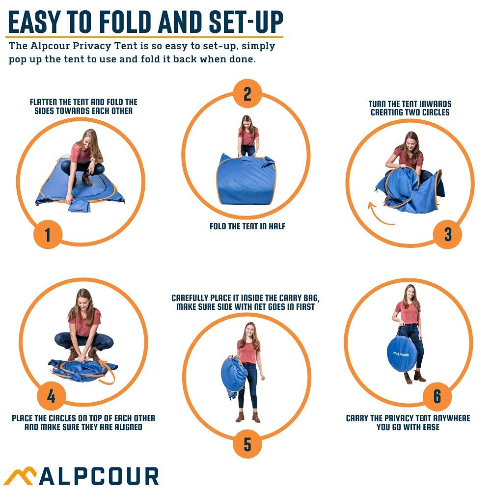 Alpcour Foldable Waterproof Pop Up Portable Toilet Seat for Camping, Hiking, Beach, and Traveling