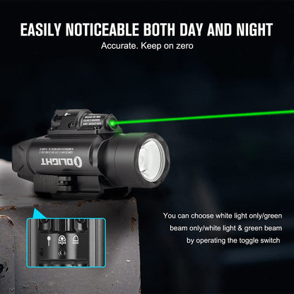 OLIGHT Baldr Pro 1350 Lumens Tactical Weaponlight with Green Beam, Bundled with I3T EOS 180 Lumens Dual-Output Slim EDC Flashlight for Camping and Hiking