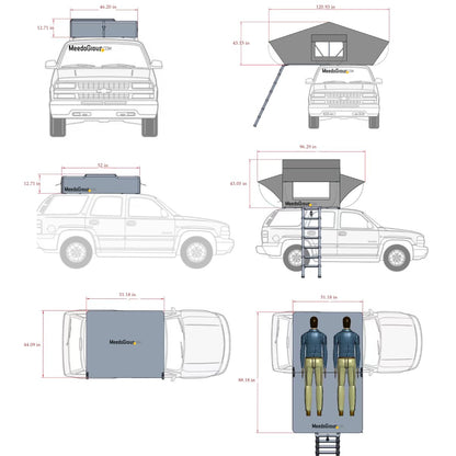 Meedo Apolle A86 M, Soft Shell Rooftop Tent, Fits 2 People, Made with Waterproof Material and a Rainfly-Fold Design, Clamshell Army Green Roof top Tent for Overlanding Hunting, Ladder Included