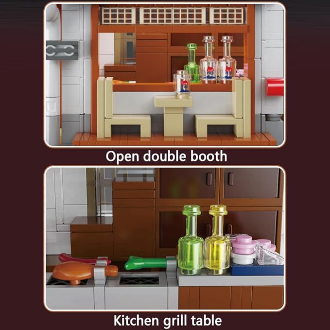 CaDA Master C66019W Japanese Style Yakitori Izakaya House Building SetCity Street Brick Kit with Lights 1195PCS Modular House Idea Collect Gift for Adults