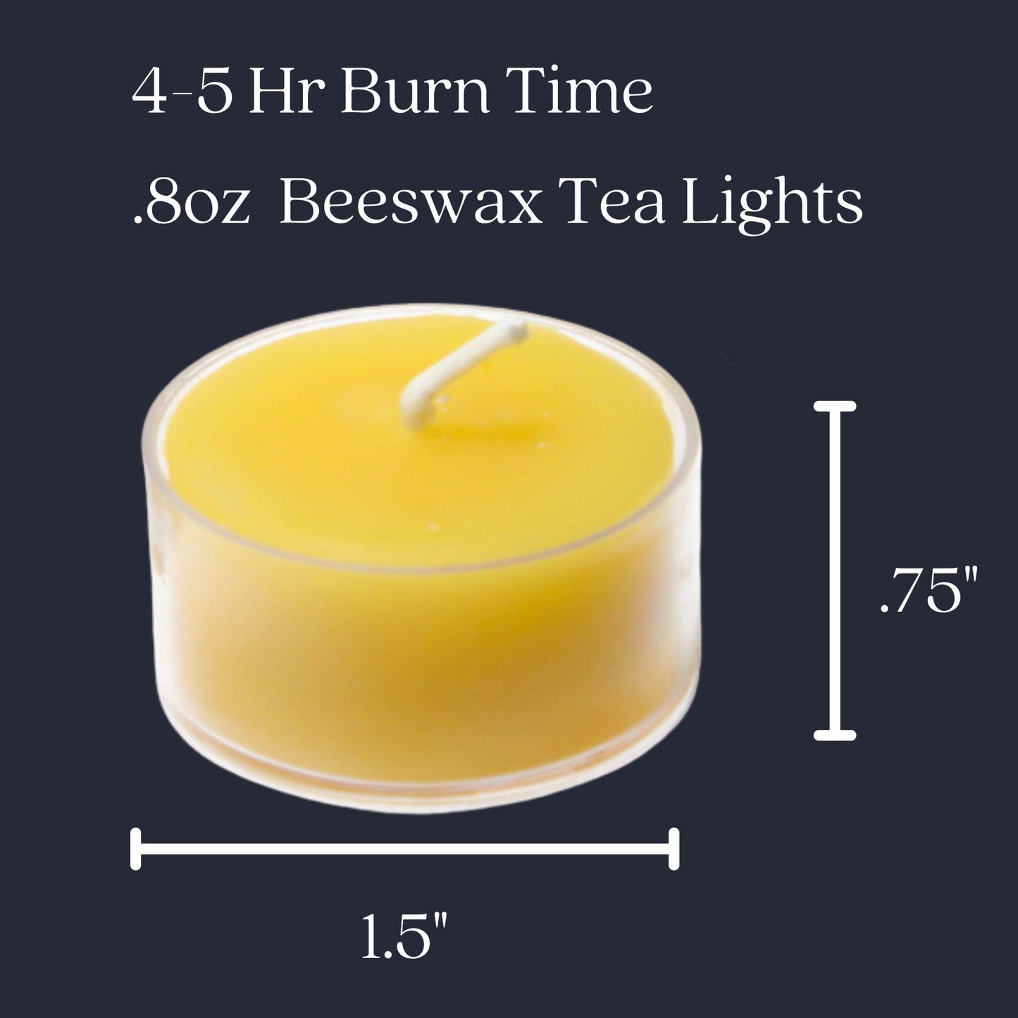 Bluecorn Beeswax Tea Light Candles, 100% Pure Natural Bees Wax, Yellow Tea Lights, Fragrance Free, Paraffin & Soy Free Candle Wax, Clean Burning, Long Lasting (4-5 Hrs), American Made, 24 Pack
