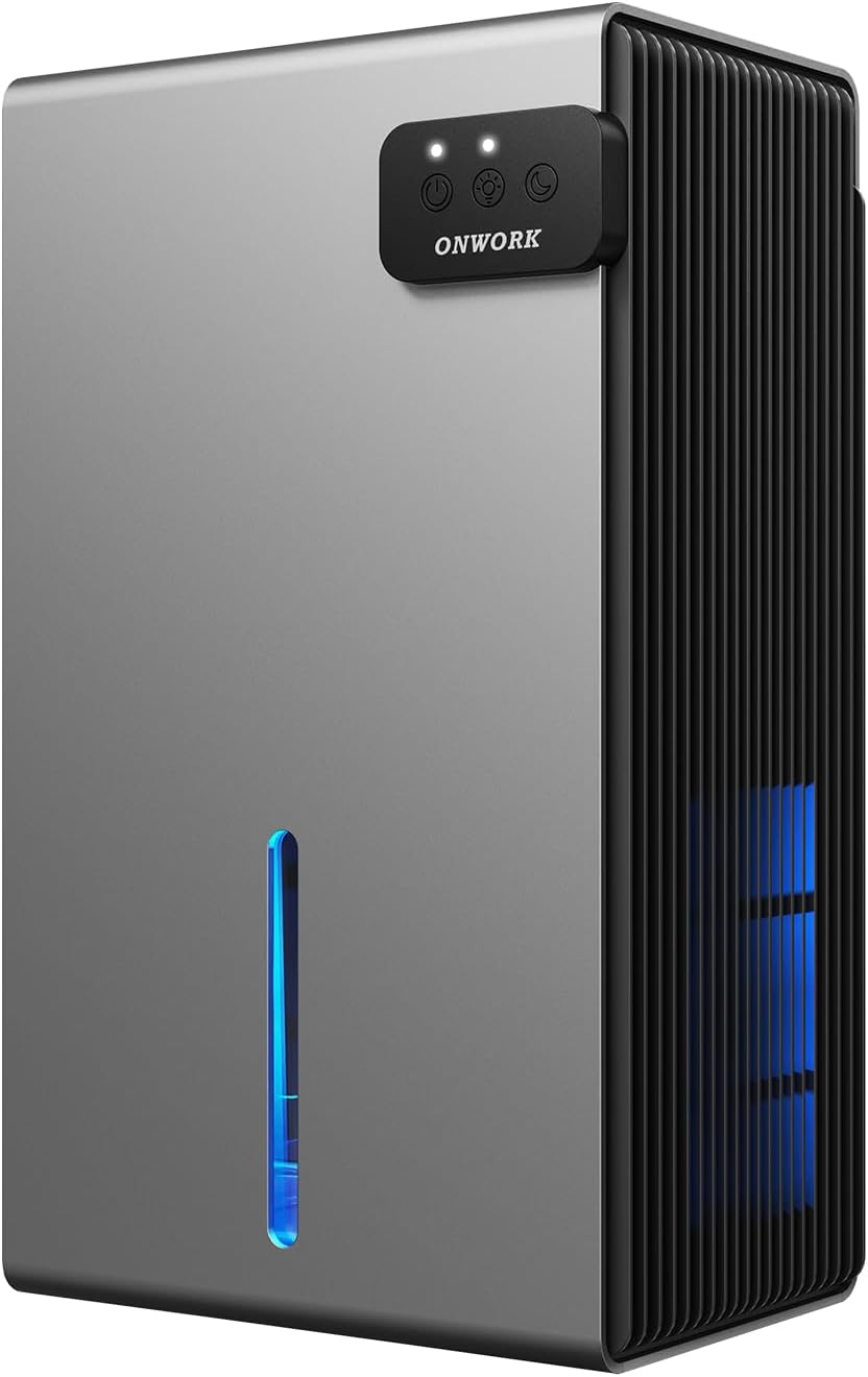 Skiennix 95 OZ Dehumidifier - Quiet & Efficient for Home, Bedroom, Bathroom, RV | Auto Shut Off, 7 LED Colors