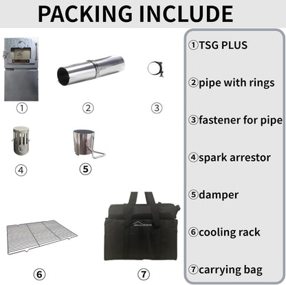 DANCHEL OUTDOOR TSG PLUS Portable Large Titanium Tent Wood Stove for Camping Backpacking, Folding Lightweight Hot Tent Stove with 8.2ft Rollable Chimney Pipe Cooking Hiking,8.16lbs 23L