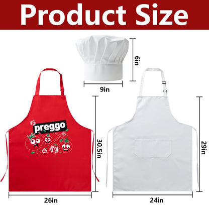 Sfcddtlg 3 Pcs Pregnant Chef Halloween Couples Costume, Chef Apron Set with Tomato Preggo Apron & Hat for Kitchen Cook Halloween Party Cosplay