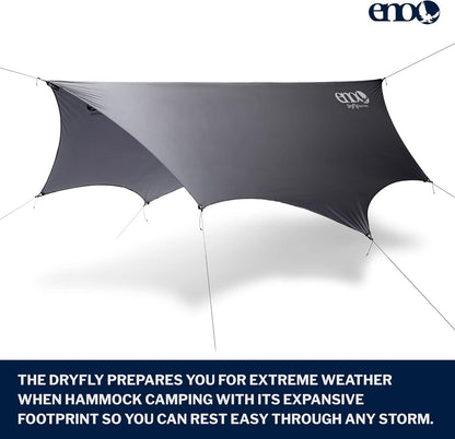 ENO, Eagles Nest Outfitters DryFly Rain Tarp, Ultralight Hammock Accessory, Charcoal