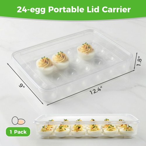 HANSGO Deviled Egg Containers with Lid, Deviled Egg Tray Holder Carrier with Lid for 24 Eggs for Home Party Kitchen Supplies Refrigerator Storage