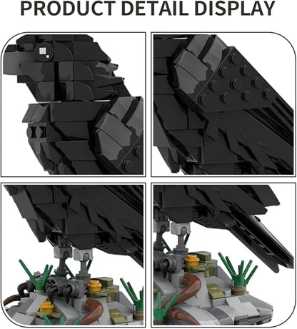 Raven Bird Animal Building Set Mechanical MOC Bird Bricks Animal Collection for Adults Home Office Art Decor Creative Gifts Designed by SKABRAM- 357 Pieces