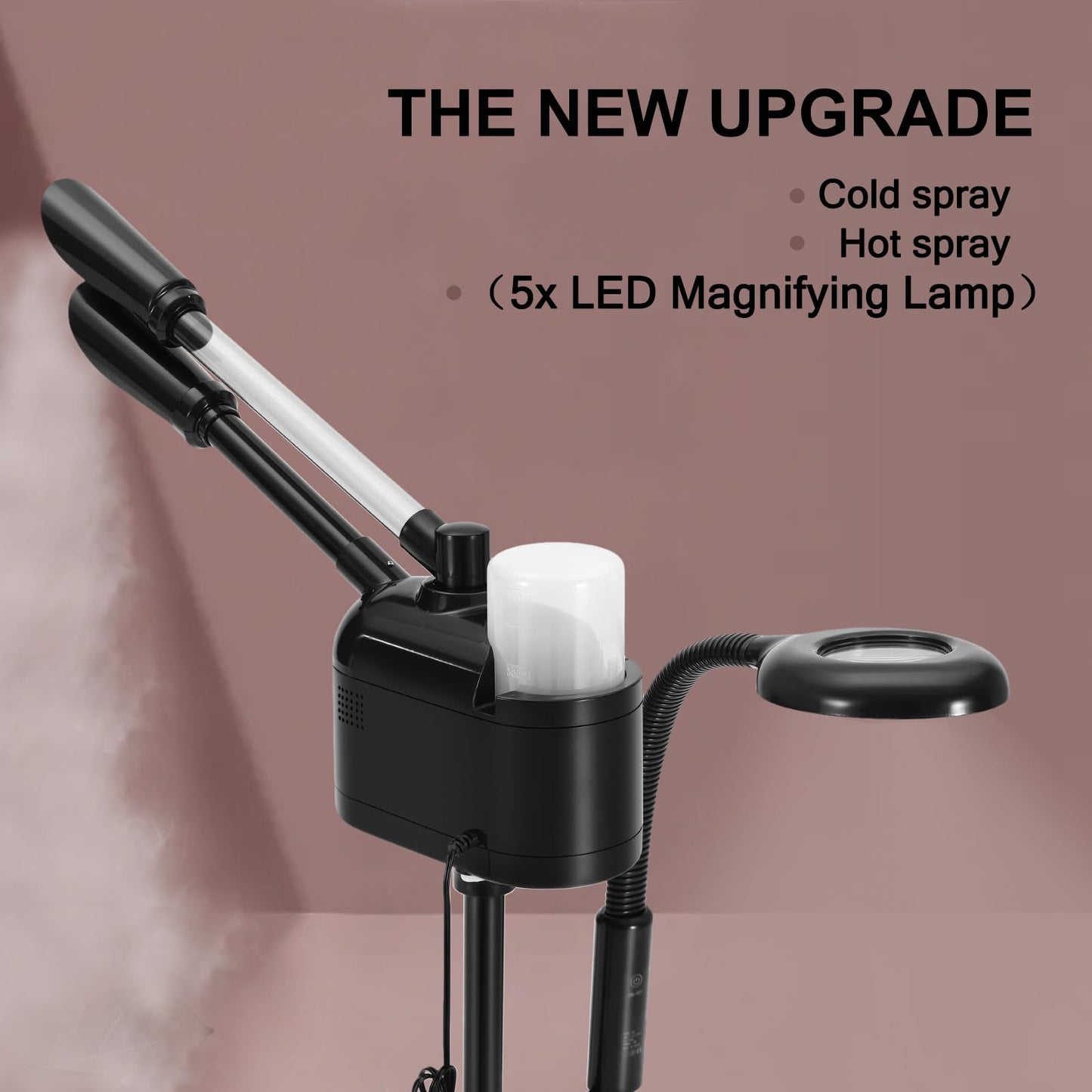 Professional 3 in 1 Facial Steamer Upgrade Esthetician Steamer with hot & Cold Nozzle 5X LED Magnifying Lamp Beauty Salon Spa