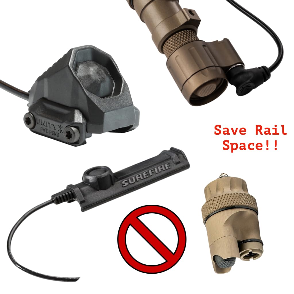 Z-BOLT® Dual Switch Cable Port Tailcap (FDE, Flat Dark Earth) for 3V/6V Malkoff, Blazer LEP & LED 18350/18650 Light Bodies & Surefire M300/340/M600/640DF Lights (DS00 Type Functionality)