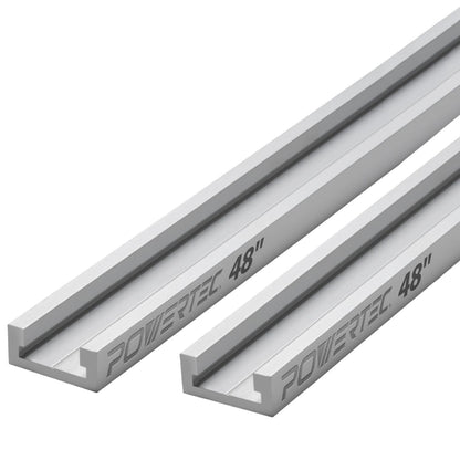 POWERTEC 48" Miter T Track for Router Table, Works With Table Saw Sled, Miter Gauge, Featherboard, Miter Bar, and other T Track Accessories for woodworking, 2PK (71167-P2)