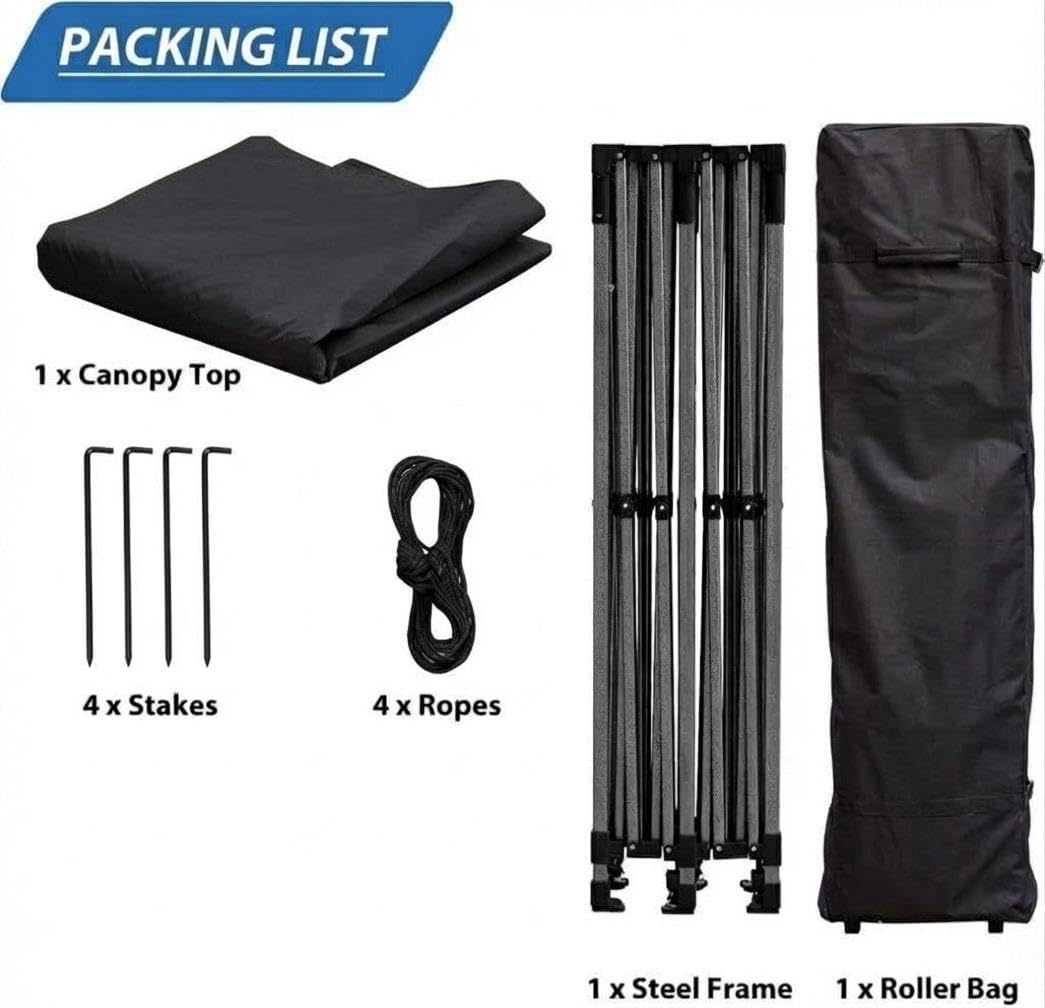 10X20FT Pop Up Canopy Tent, Beach Tent with One Push Setup, Sun Shelter with Slant Legs & Carrying Bag, Waterproof & UV Protected, Outdoor Canopy for Commercial Events, Camping, Backyard Party, Black
