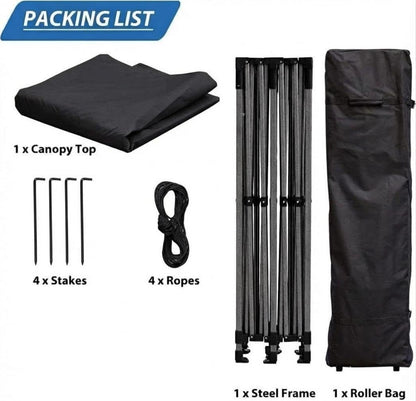 10X20FT Pop Up Canopy Tent, Beach Tent with One Push Setup, Sun Shelter with Slant Legs & Carrying Bag, Waterproof & UV Protected, Outdoor Canopy for Commercial Events, Camping, Backyard Party, Black
