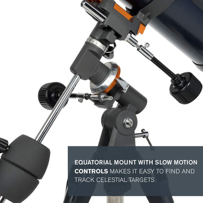 Celestron – AstroMaster 130EQ–MD Newtonian Reflector Telescope for Beginners – Aluminized Mirror – Motor Drive to Track Stars – Adjustable Tripod – Includes Eyepieces Plus Astronomy Software Package