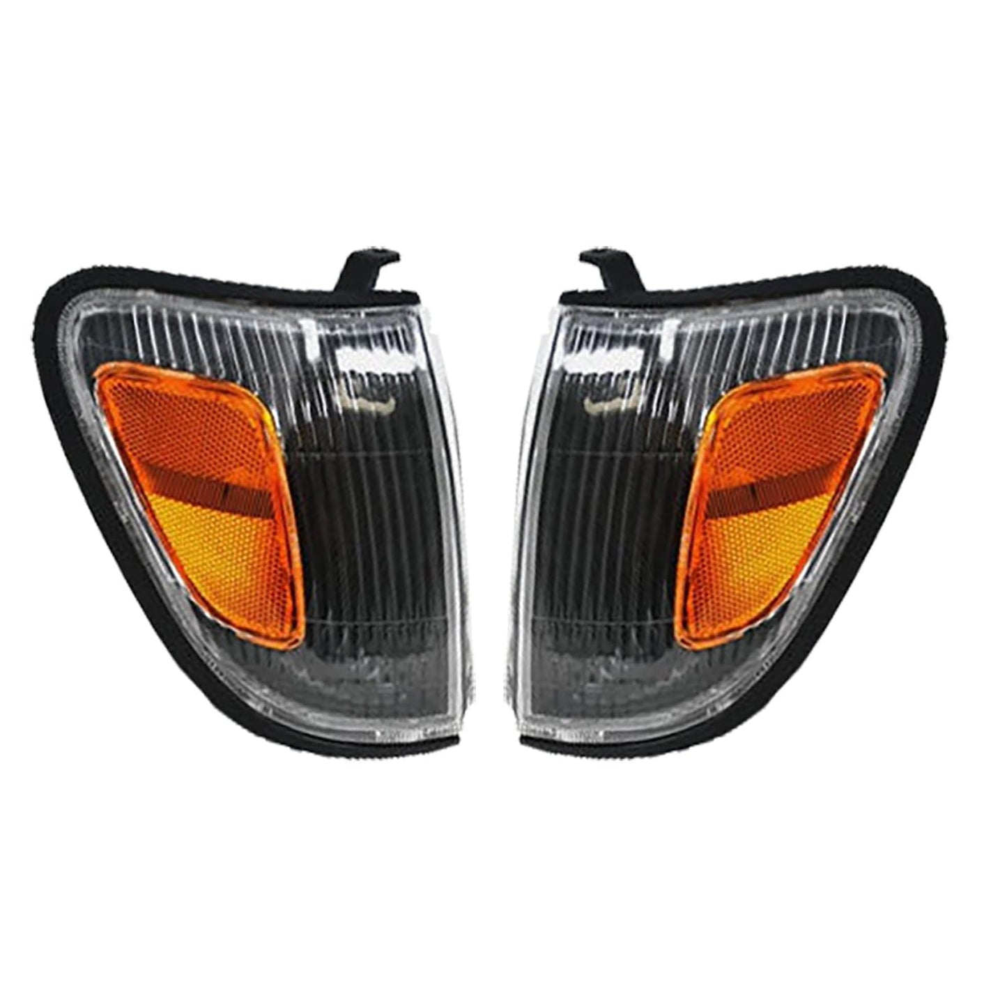 ATOMTEC Headlight Corner Light Assembly Fit For Toyota Tacoma 1997-2000 Black Housing With Bulbs Driver & Passenger Side