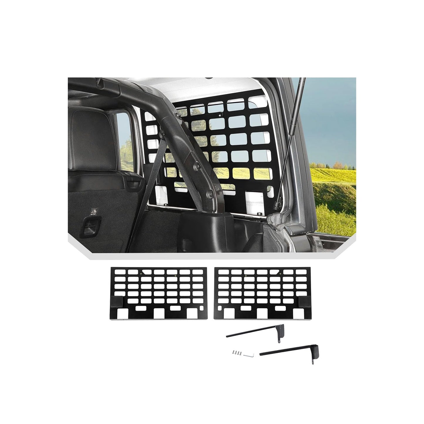 JeCar Trunk Side Window Molle Storage Organizer Metal Racks for 2018-2025 Jeep Wrangler JL, 2PCS