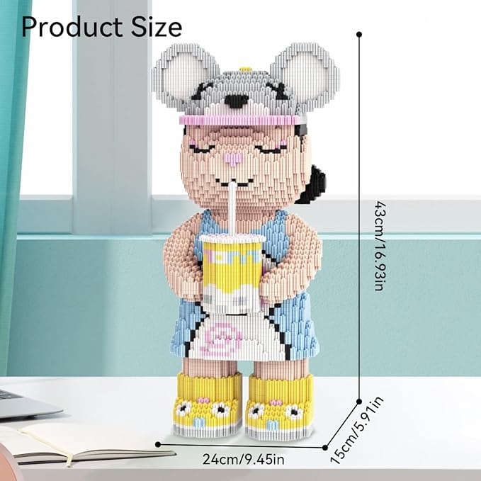 HOOLEDAY Bear Micro Building Blocks Bubble Tea Design Bearbrick Set (5700 PCS) Creative Home &amp Office Decor Gift for Adults and Kids