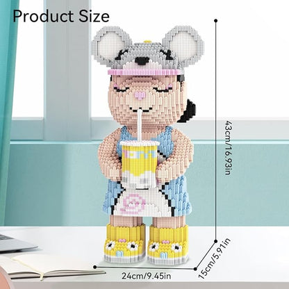 HOOLEDAY Bear Micro Building Blocks Bubble Tea Design Bearbrick Set (5700 PCS) Creative Home &amp Office Decor Gift for Adults and Kids