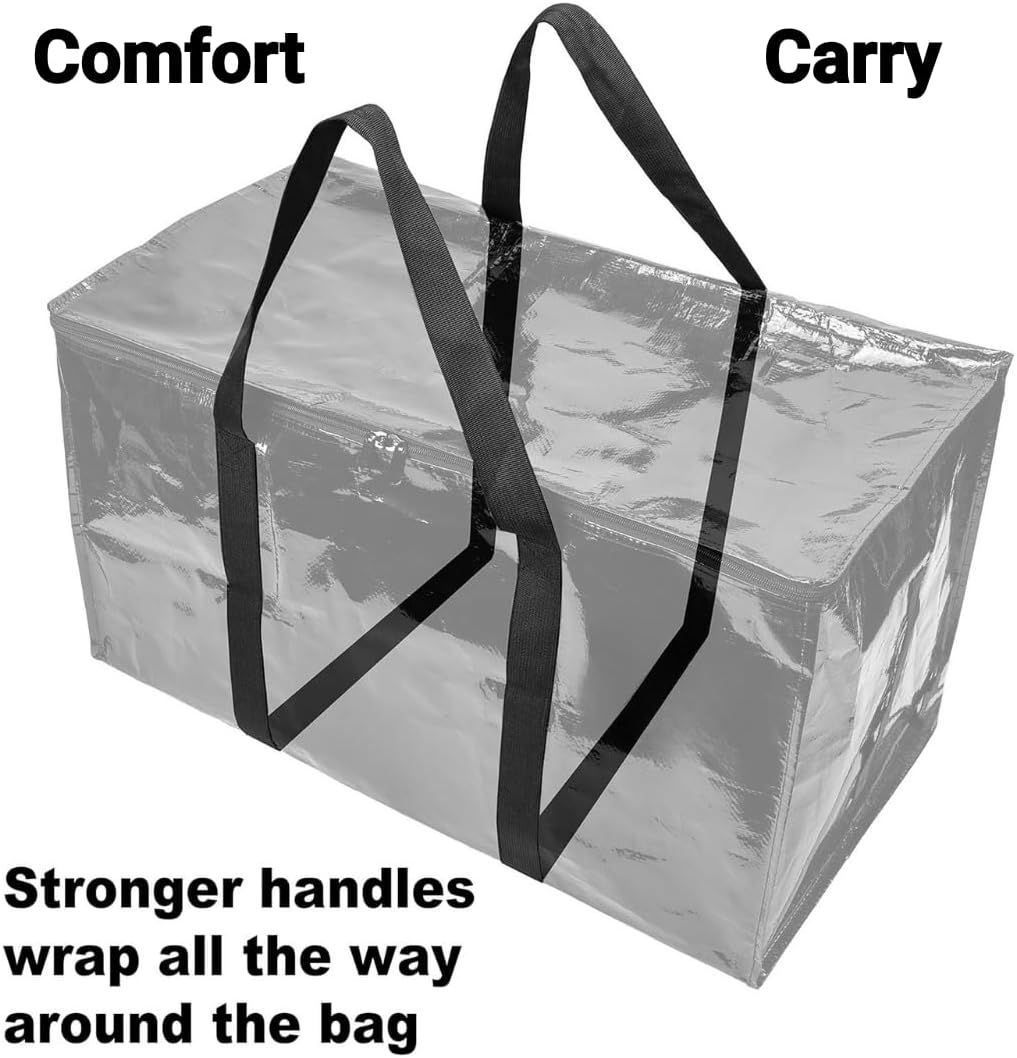 BAG-THAT! Heavy Duty Large Moving Bags - Durable Storage Totes with Strong Zipper & Comfortable Handles | 10-Pack