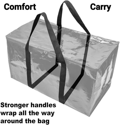 BAG-THAT! Heavy Duty Large Moving Bags - Durable Storage Totes with Strong Zipper & Comfortable Handles | 10-Pack