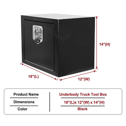 caqeg 18"x 12"x 14" Steel Underbody Truck Tool Box with T-Handle Lock Latch, 18 Inch Heavy Duty Steel Under Body Toolbox for Pick Up Truck RV, Under Mount Tool Box