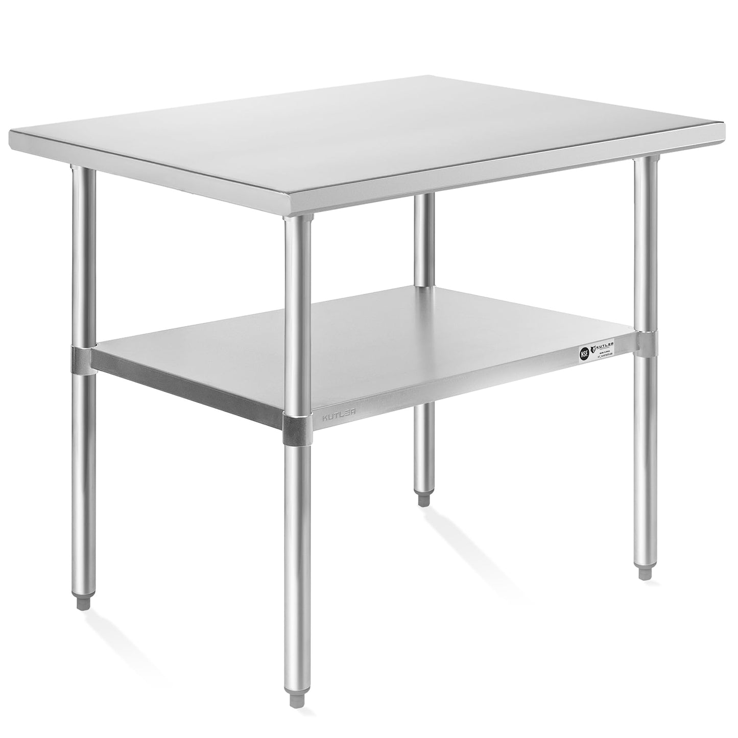 KUTLER Stainless Steel Table 24 x 36 Inches, NSF Heavy Duty Commercial Kitchen Prep and Work Table with Undershelf for Restaurant, Hotel, Home