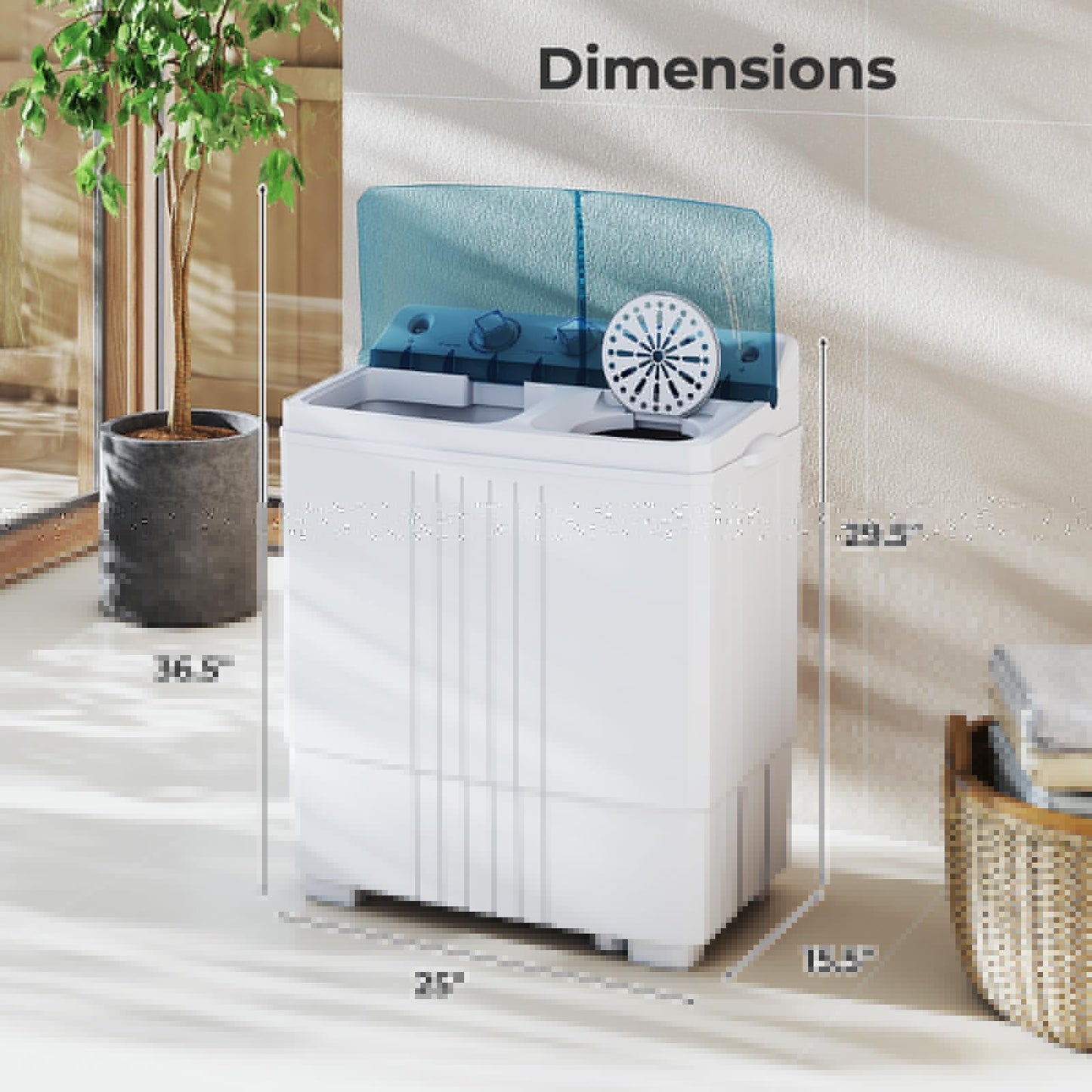 Giantex Washing Machine, 20Lbs Capacity, Washer and Spinner Combo, Portable Compact Twin Tub 12Lbs Washing and 8Lbs Spinning, Inlet and Drain Hose, Laundry Washer for Apartment RV Dorm