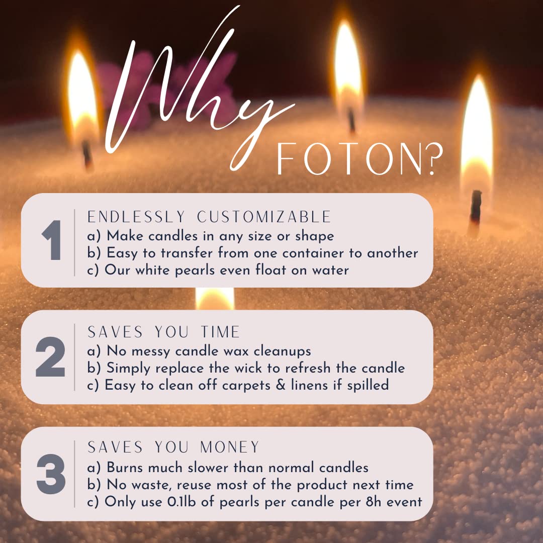 Foton Pearled Candle Colored 18 Oz - Marble Unscented Non Toxic Luxury Long Lasting Powder Candles up to 120 Hours - Refillable Candle Sand with 30 Wicks for Candle Making